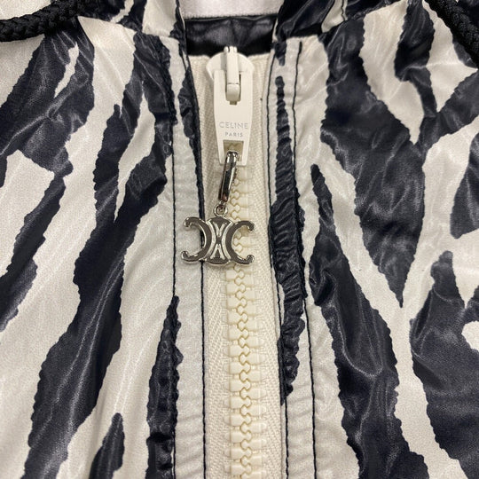 CELINE Nylon jacket 2W537260Q Nylon black 44 22Stainless Steel Zebra look loose cut jacket mens 44 Used Authentic