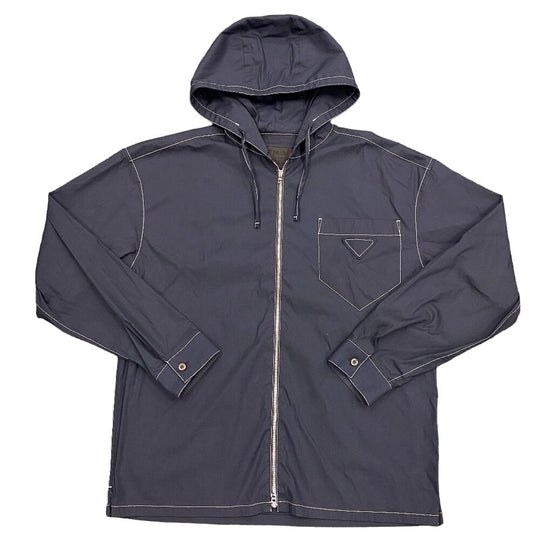 PRADA Hoodie SC686 Cotton, Nylon Navy 23Stainless Steel XS mens Used Authentic