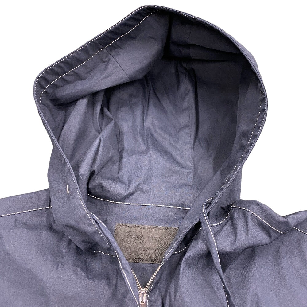 PRADA Hoodie SC686 Cotton, Nylon Navy 23Stainless Steel XS mens Used Authentic