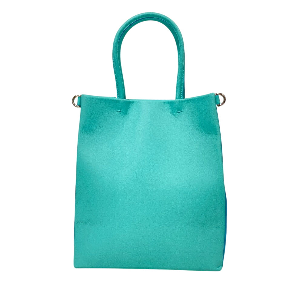 TIFFANY&Co. Tote Bag leather Turquoise 2WAY Shoulder Mini Shopping Tote Cat street Women Used Authentic