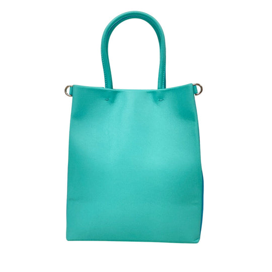 TIFFANY&Co. Tote Bag leather Turquoise 2WAY Shoulder Mini Shopping Tote Cat street Women Used Authentic