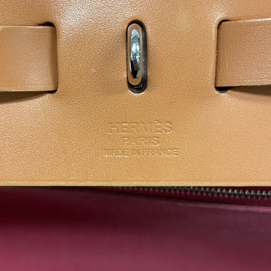 HERMES Handbag Leather, Canvas Brown 2WAY Shoulder Bag Herbag Zip MM Women Used Authentic
