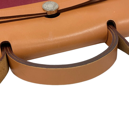 HERMES Handbag Leather, Canvas Brown 2WAY Shoulder Bag Herbag Zip MM Women Used Authentic