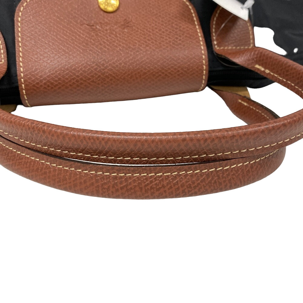 Longchamp Handbag 1623-089 Nylon, Leather black Women Used Authentic