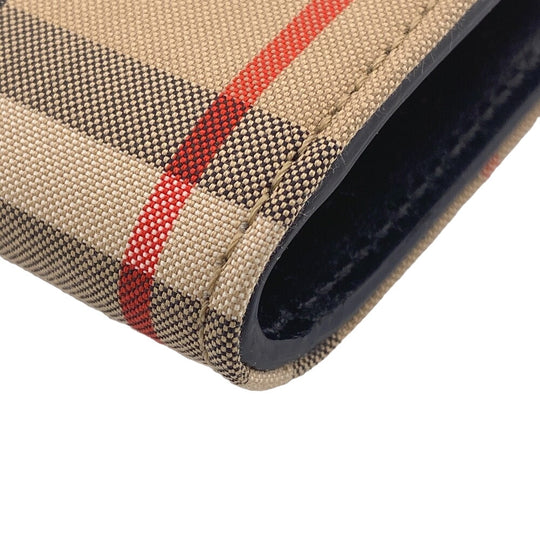 THOMAS BURBERRY Long Wallet Purse 8026108 leather black flap check HALTON EV Women Used Authentic