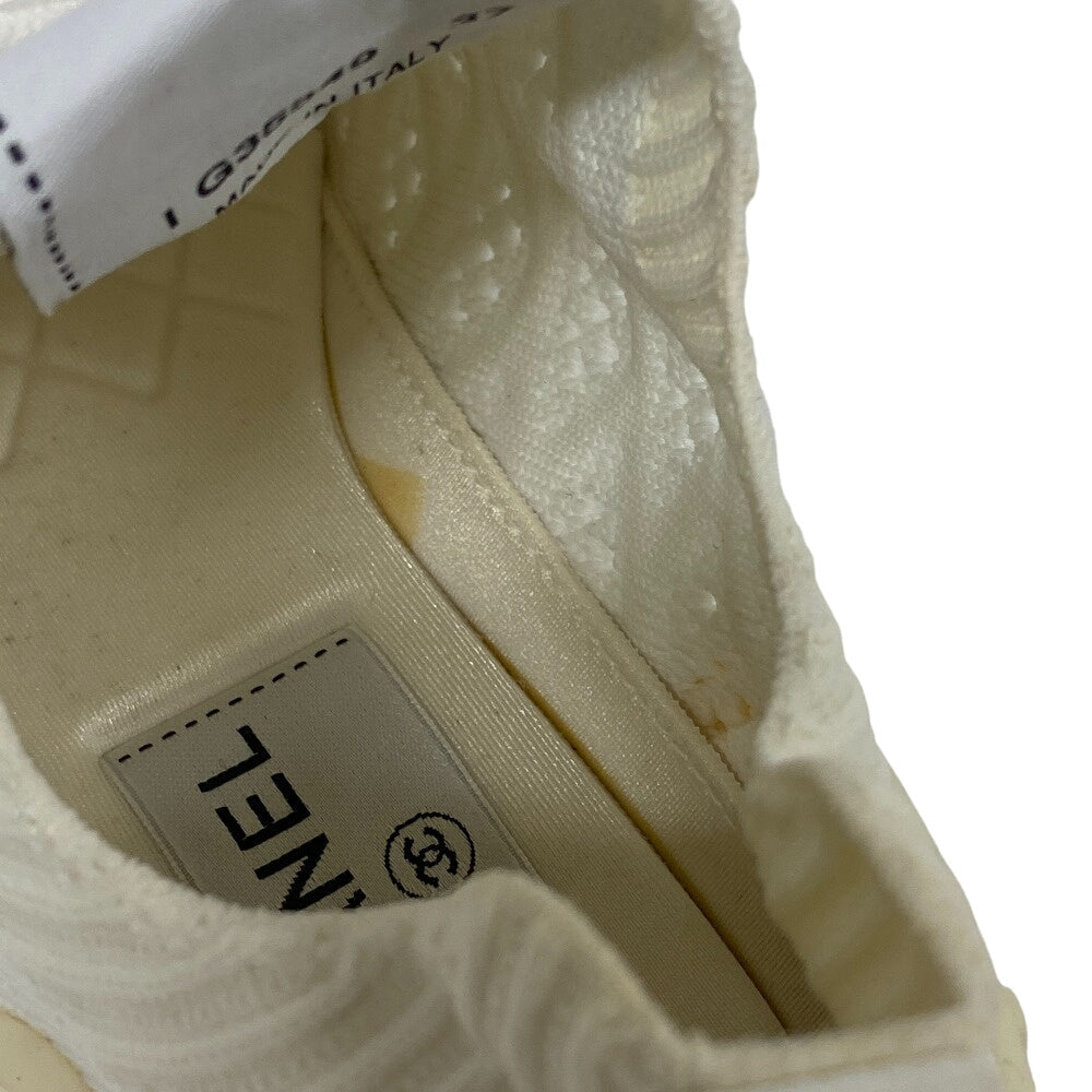 CHANEL sneakers G35549 knit white Women 37 Used Authentic