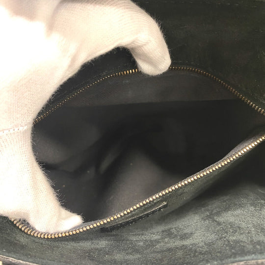 HIROFU Handbag leather black H logo Bellina Women Used Authentic