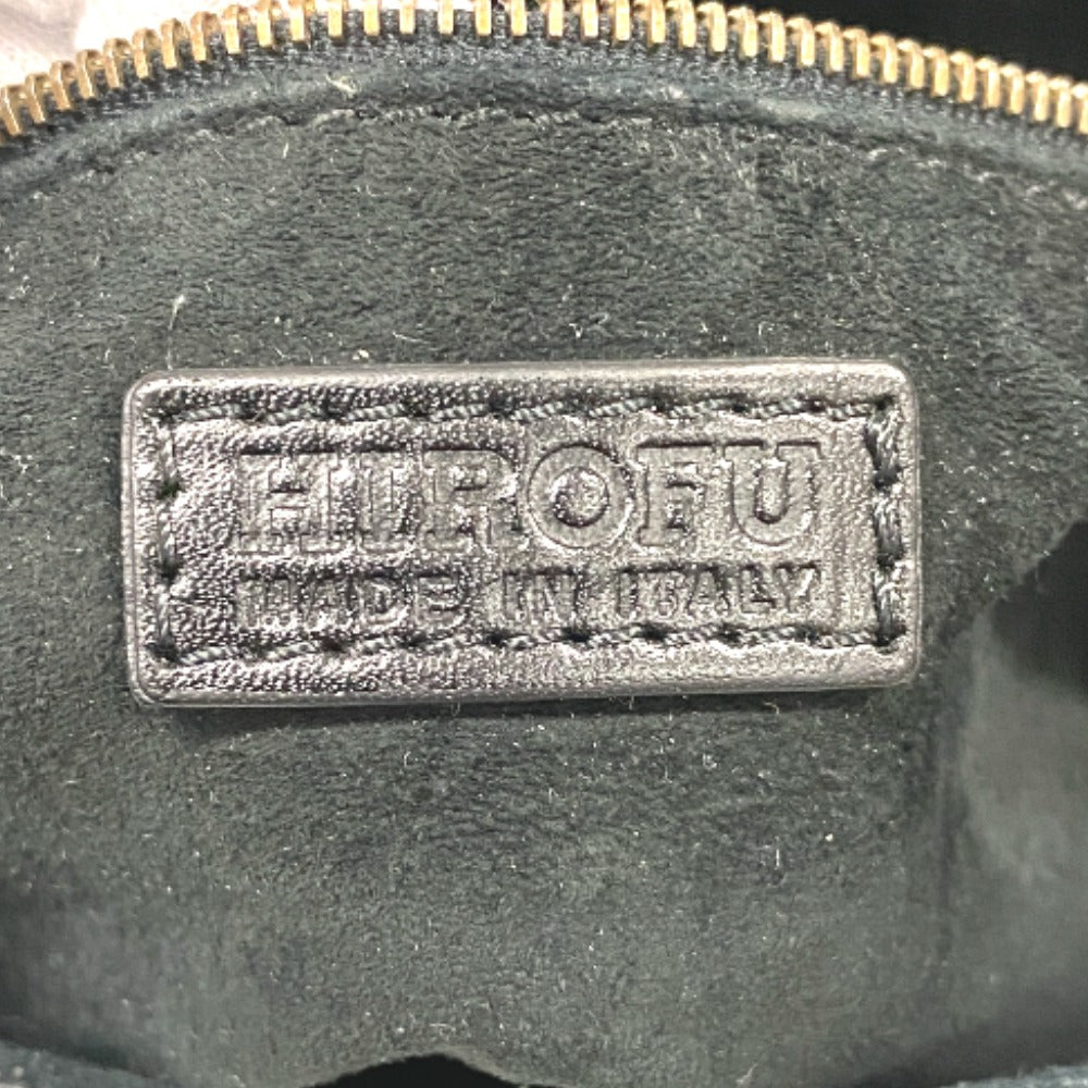 HIROFU Handbag leather black H logo Bellina Women Used Authentic