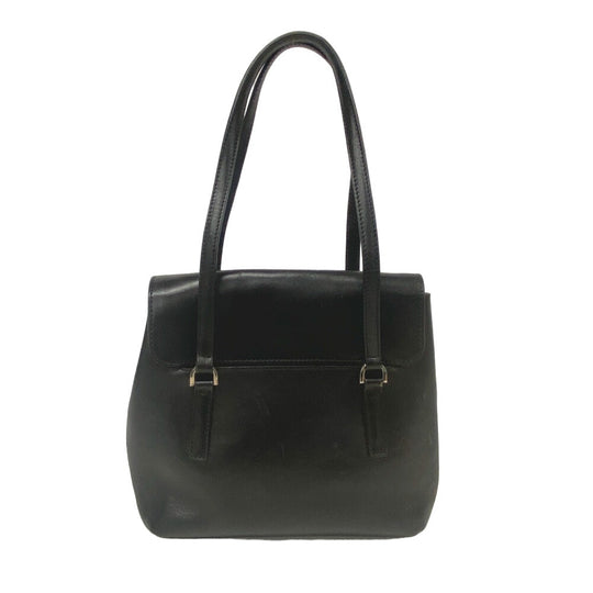 HIROFU Handbag leather black H logo Bellina Women Used Authentic