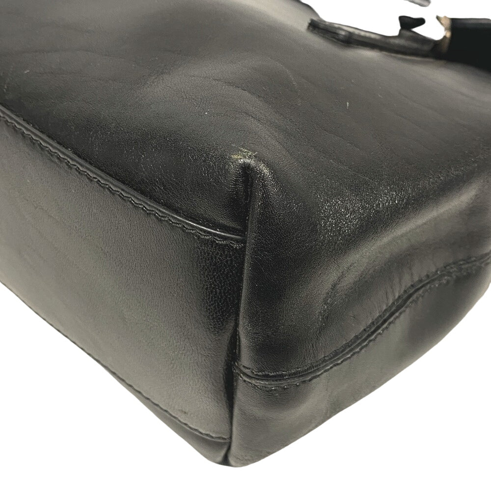HIROFU Handbag leather black H logo Bellina Women Used Authentic