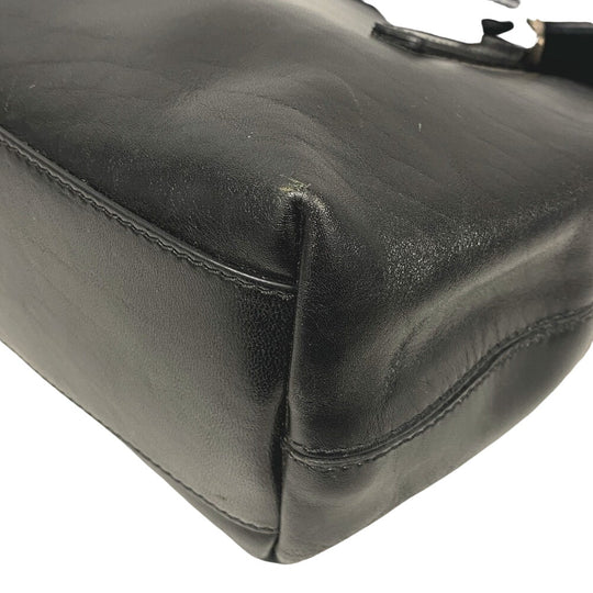 HIROFU Handbag leather black H logo Bellina Women Used Authentic