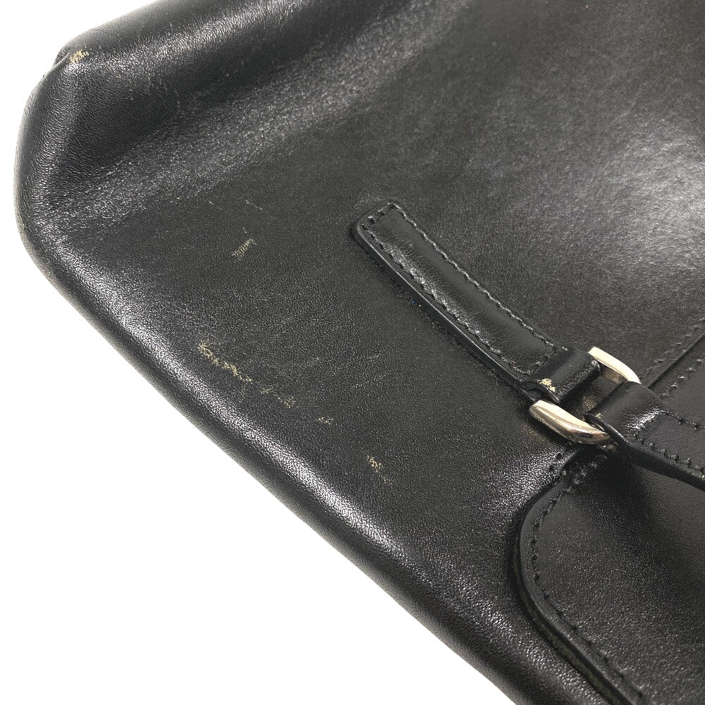 HIROFU Handbag leather black H logo Bellina Women Used Authentic
