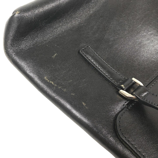 HIROFU Handbag leather black H logo Bellina Women Used Authentic