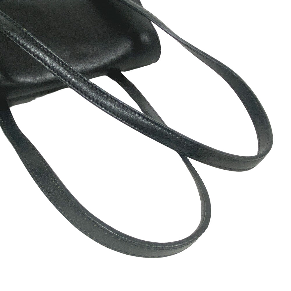 HIROFU Handbag leather black H logo Bellina Women Used Authentic