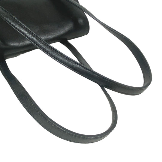HIROFU Handbag leather black H logo Bellina Women Used Authentic