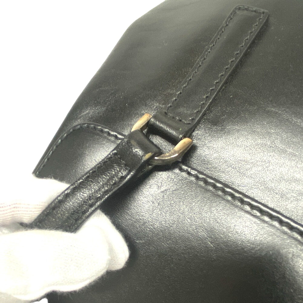 HIROFU Handbag leather black H logo Bellina Women Used Authentic
