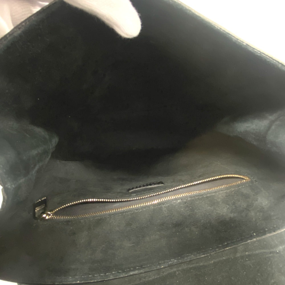 HIROFU Handbag leather black H logo Bellina Women Used Authentic