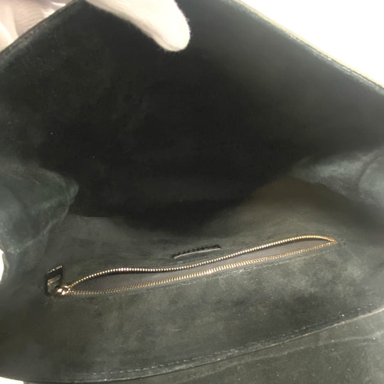 HIROFU Handbag leather black H logo Bellina Women Used Authentic
