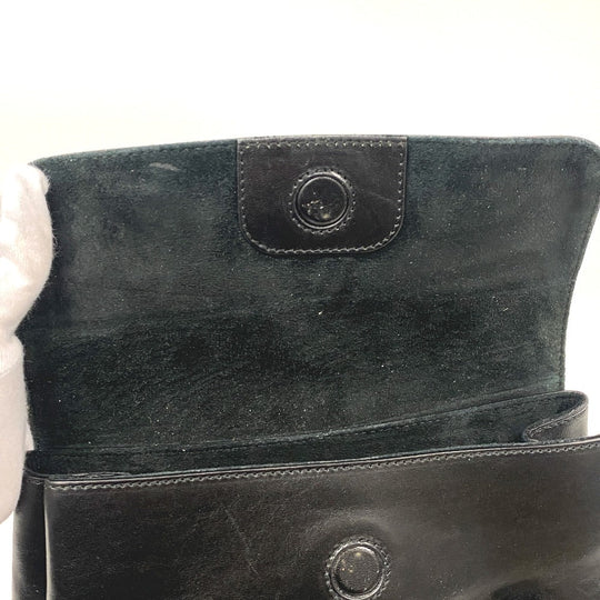HIROFU Handbag leather black H logo Bellina Women Used Authentic