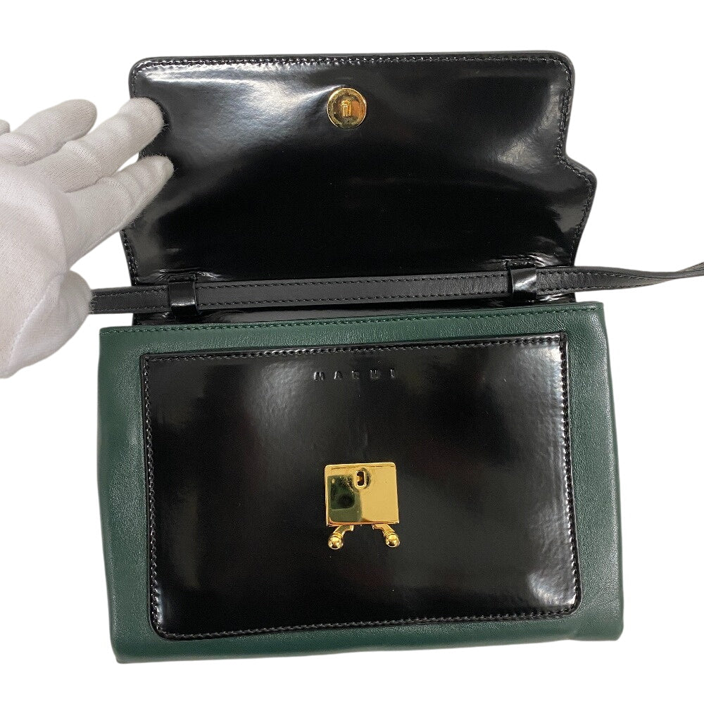 MARNI Shoulder Bag leather black Trunk bag Women Used Authentic