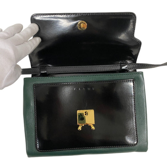 MARNI Shoulder Bag leather black Trunk bag Women Used Authentic