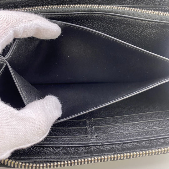 LOUIS VUITTON Long Wallet Purse M62622 leather black Zip Around LV Logo Zippy Lock Me mens Used Authentic