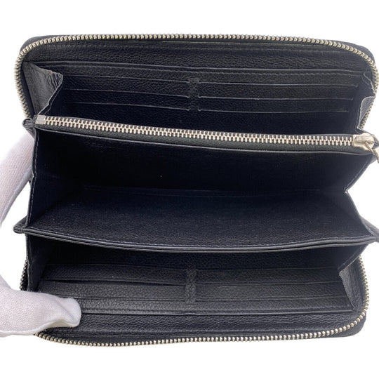 LOUIS VUITTON Long Wallet Purse M62622 leather black Zip Around LV Logo Zippy Lock Me mens Used Authentic