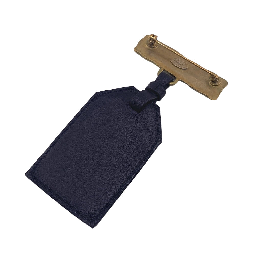 CHANEL Brooch leather black 94P COCO Mark Name tag unisex(Unisex) Used Authentic