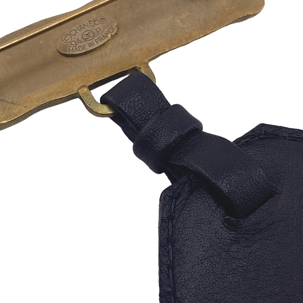 CHANEL Brooch leather black 94P COCO Mark Name tag unisex(Unisex) Used Authentic