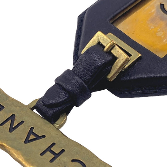 CHANEL Brooch leather black 94P COCO Mark Name tag unisex(Unisex) Used Authentic