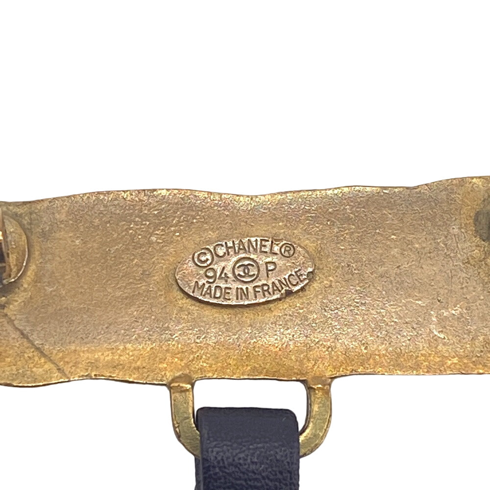 CHANEL Brooch leather black 94P COCO Mark Name tag unisex(Unisex) Used Authentic