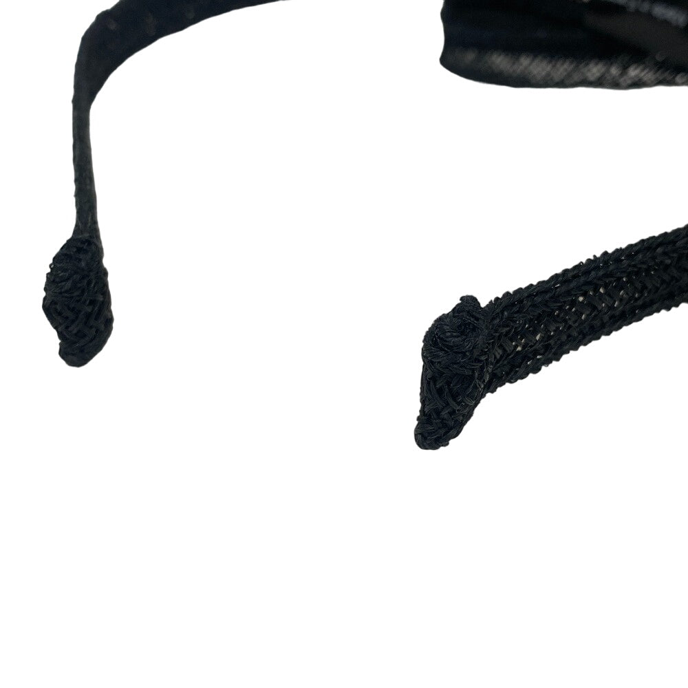 CHANEL hair accessory Straw material, Plat material black Katyusha COCO Mark Ribbon motif Women Used Authentic