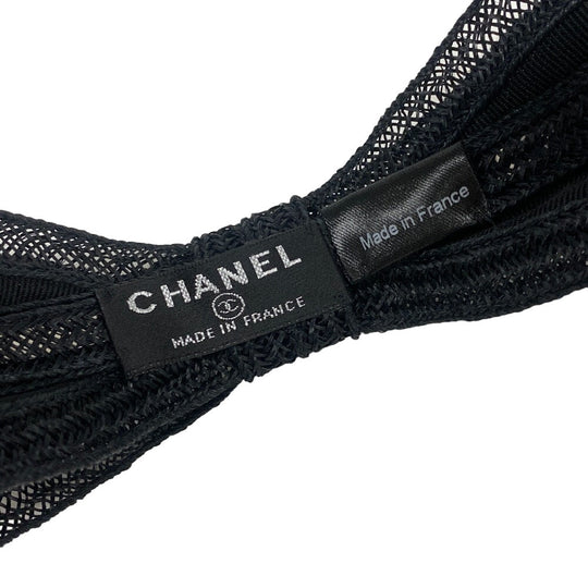 CHANEL hair accessory Straw material, Plat material black Katyusha COCO Mark Ribbon motif Women Used Authentic