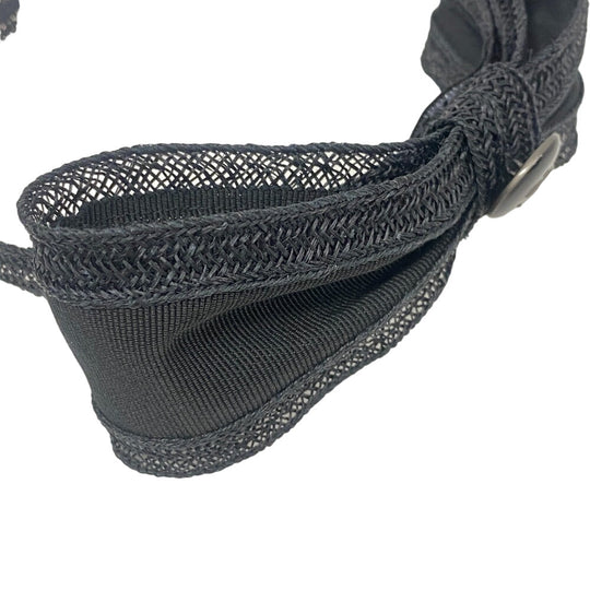 CHANEL hair accessory Straw material, Plat material black Katyusha COCO Mark Ribbon motif Women Used Authentic