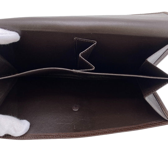 LOEWE Long Wallet Purse leather Brown W Hook Wallet Vintage mens Used Authentic