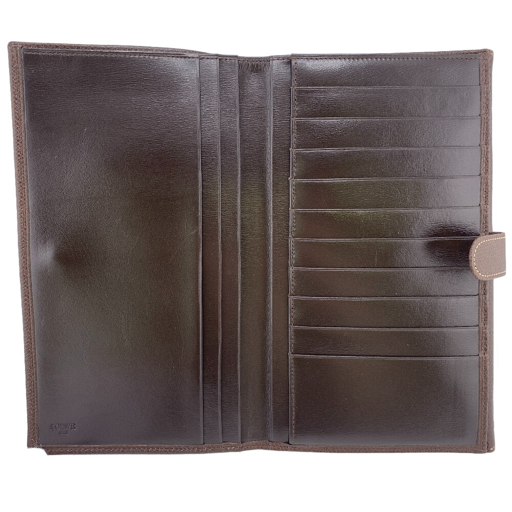 LOEWE Long Wallet Purse leather Brown W Hook Wallet Vintage mens Used Authentic