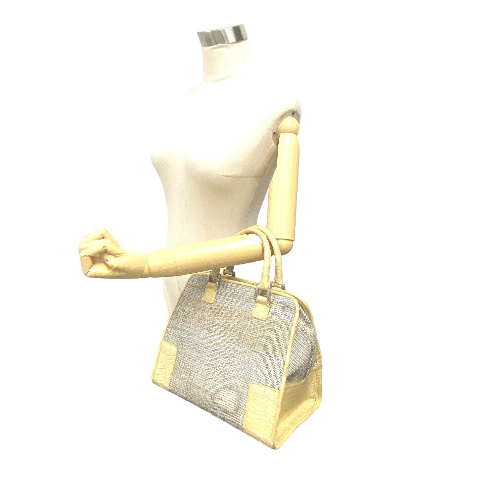 LOEWE Handbag canvas gray Matt Croco Americana 28 Women Used Authentic