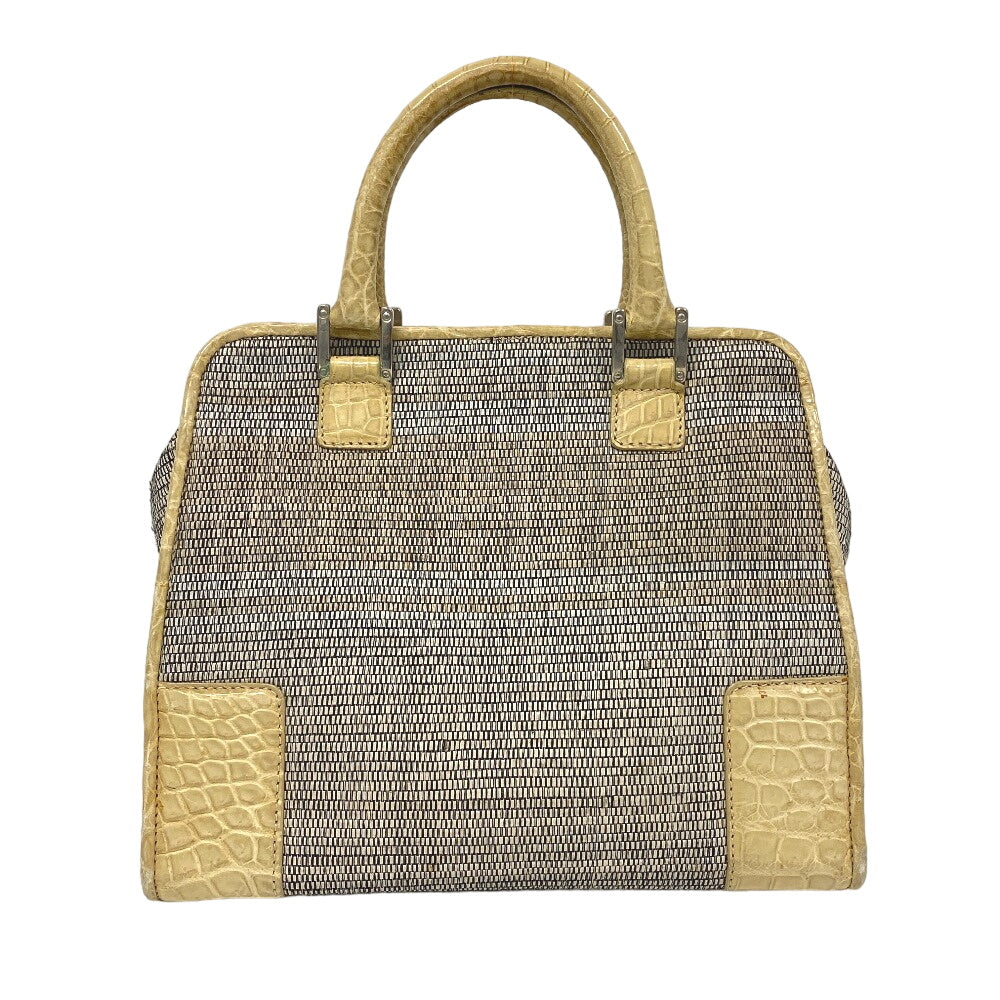 LOEWE Handbag canvas gray Matt Croco Americana 28 Women Used Authentic
