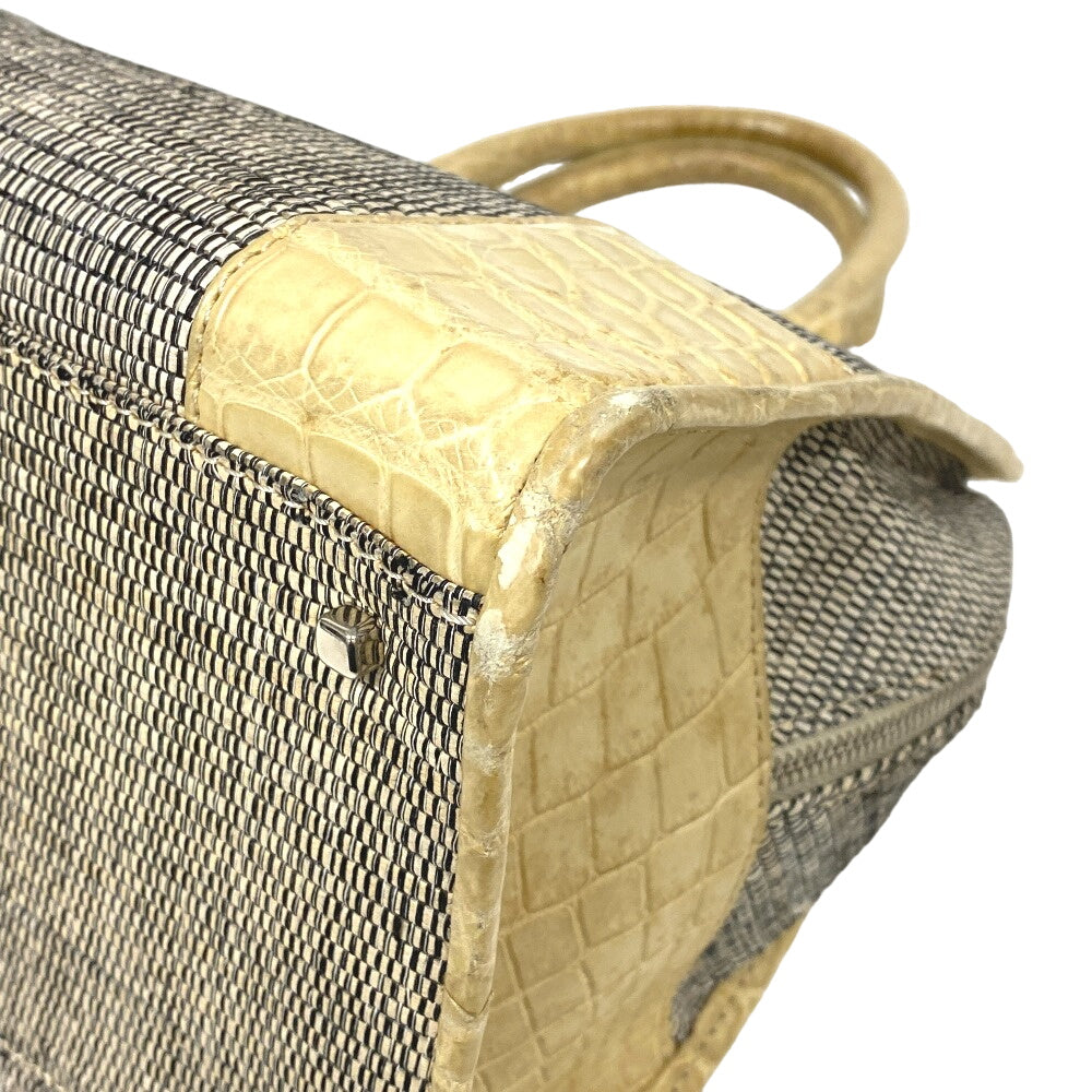 LOEWE Handbag canvas gray Matt Croco Americana 28 Women Used Authentic