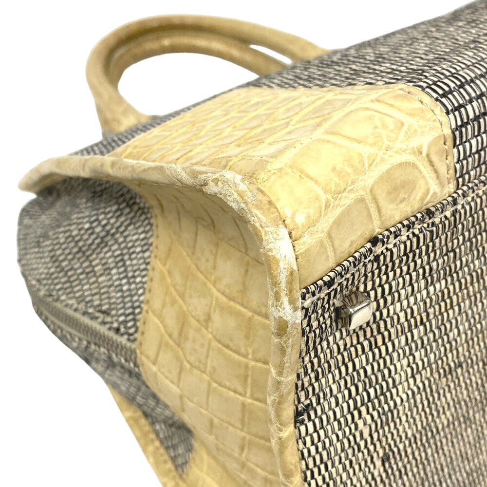 LOEWE Handbag canvas gray Matt Croco Americana 28 Women Used Authentic