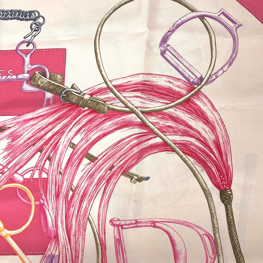 HERMES scarf silk pink PROJETS CARRES Planning ability Carre90 Women Used Authentic