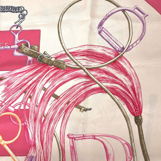 HERMES scarf silk pink PROJETS CARRES Planning ability Carre90 Women Used Authentic