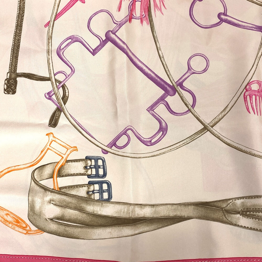 HERMES scarf silk pink PROJETS CARRES Planning ability Carre90 Women Used Authentic