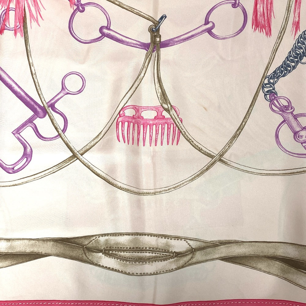 HERMES scarf silk pink PROJETS CARRES Planning ability Carre90 Women Used Authentic