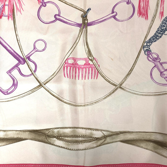 HERMES scarf silk pink PROJETS CARRES Planning ability Carre90 Women Used Authentic