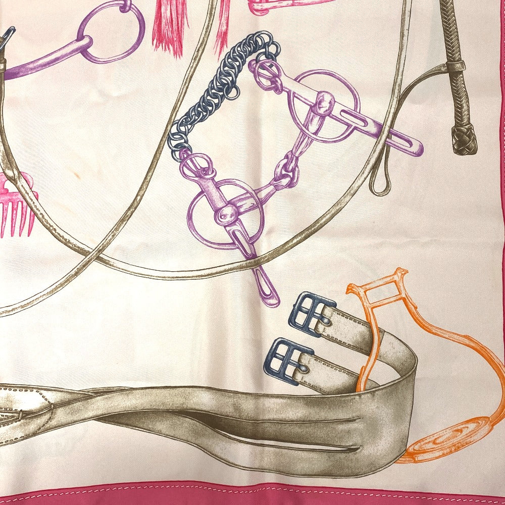 HERMES scarf silk pink PROJETS CARRES Planning ability Carre90 Women Used Authentic