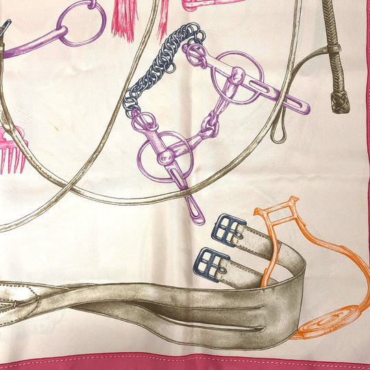 HERMES scarf silk pink PROJETS CARRES Planning ability Carre90 Women Used Authentic