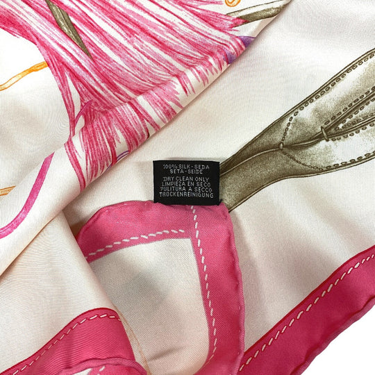 HERMES scarf silk pink PROJETS CARRES Planning ability Carre90 Women Used Authentic