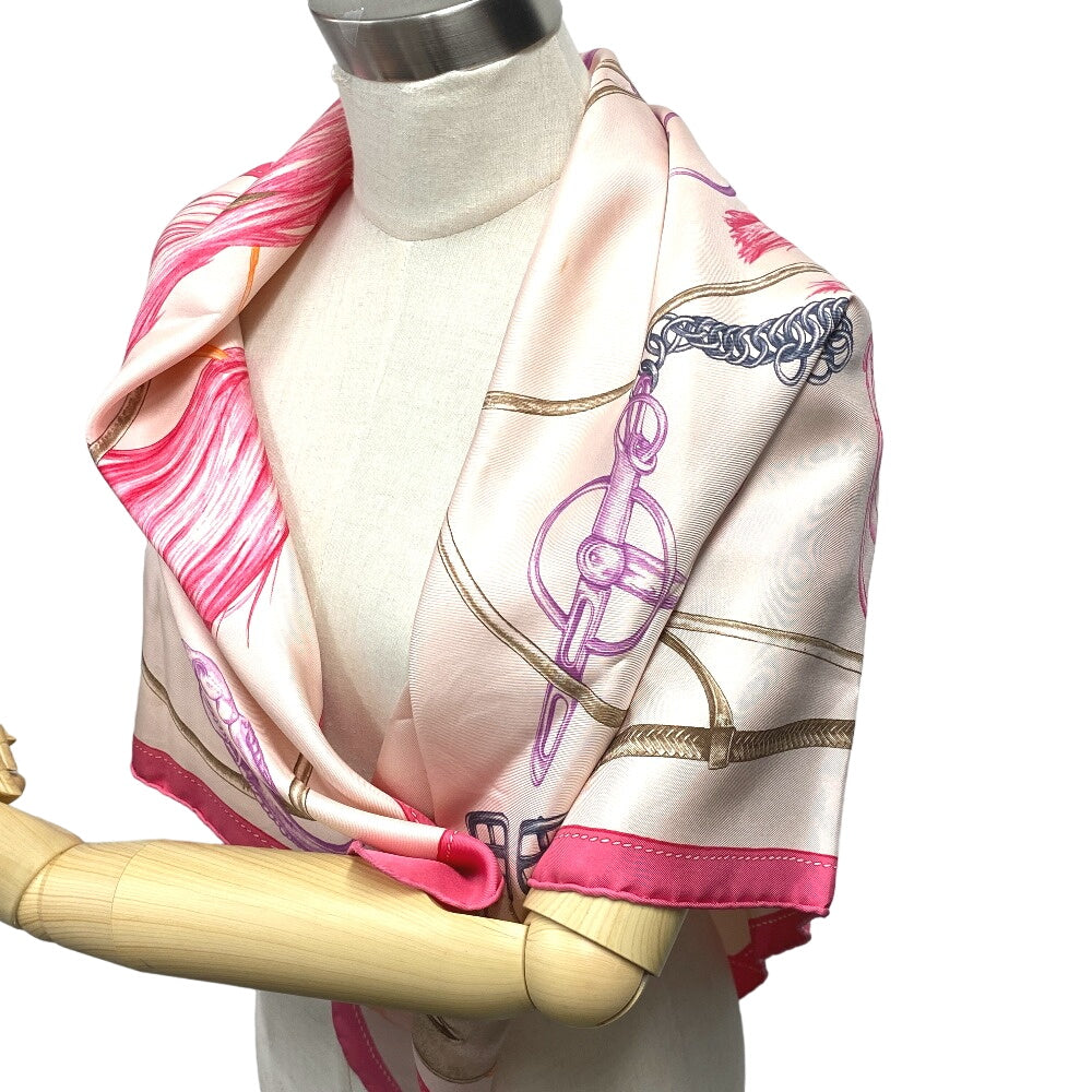 HERMES scarf silk pink PROJETS CARRES Planning ability Carre90 Women Used Authentic