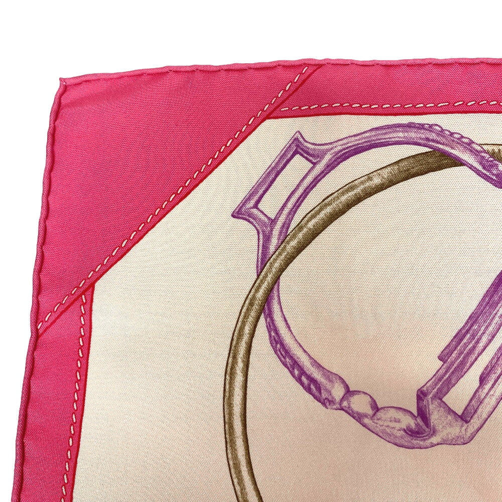 HERMES scarf silk pink PROJETS CARRES Planning ability Carre90 Women Used Authentic